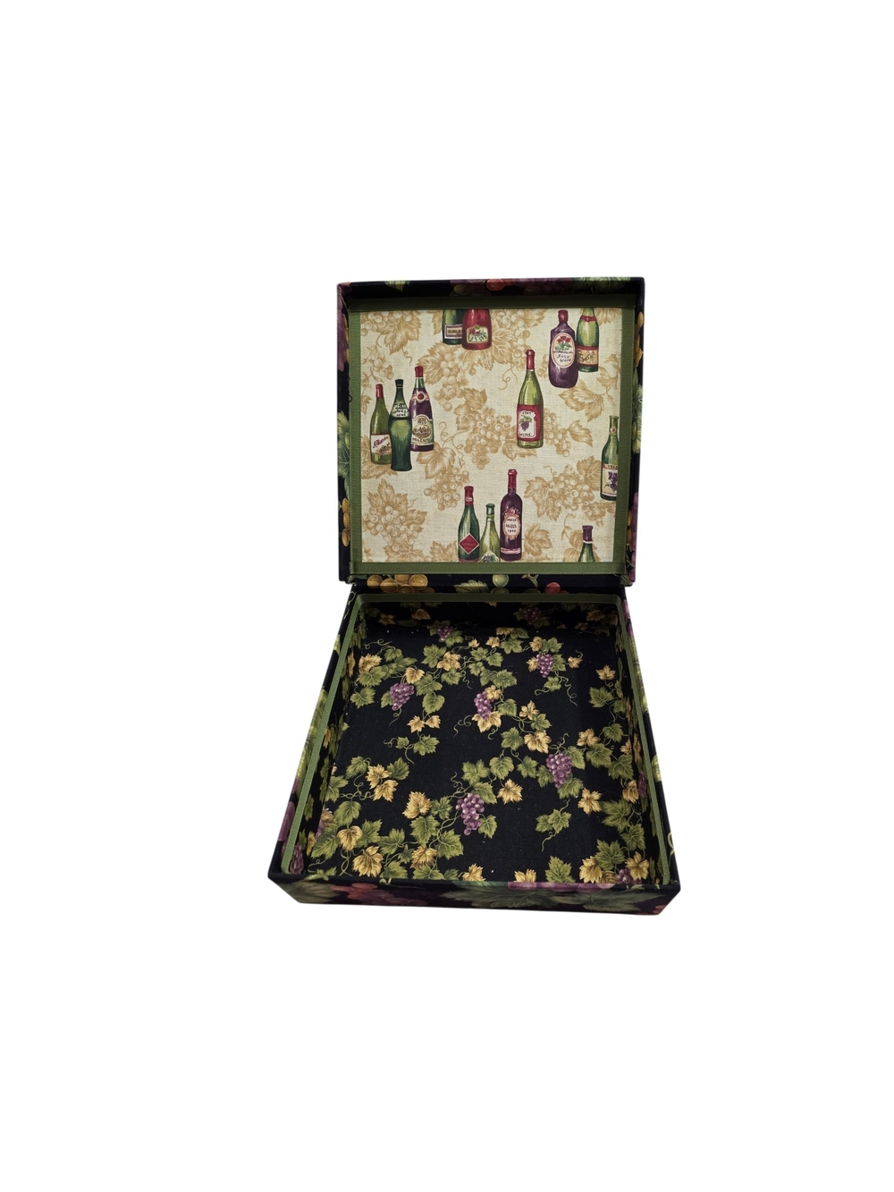 Floral Jewelry Storage Box - Black with Green and Purple Accents